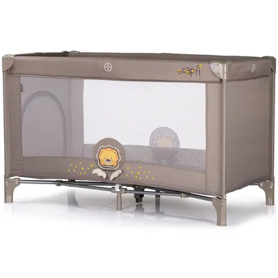 Patut pentru copii Chipolino Capri Lion Beige pliabil, saltea pentru nivelul inferior, intrarea laterala, buzunare laterale, geanta transport, standardul EN716-1 , greutate suportata 15 kg