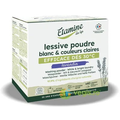 Detergent Pudra pentru Rufe Albe si Culori Deschise cu Parfum de Lavanda 2kg