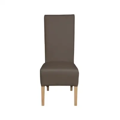 Scaun living VANESSA, picioare lemn natur, piele ecologica gri elefant, 47x60x110 cm