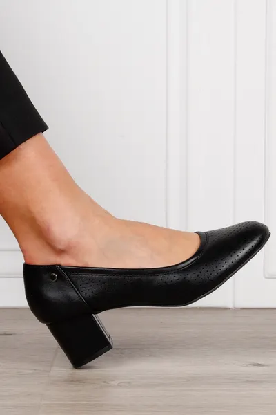 Pantofi Eleganti dama din piele Ecologica cu brant din piele naturala CRL1585 Negru