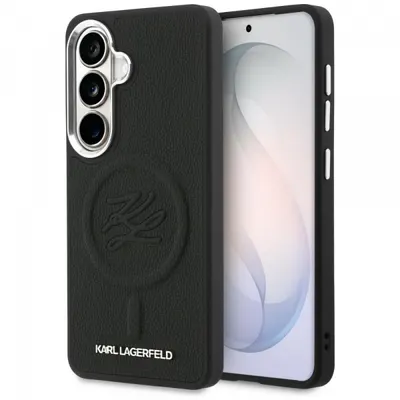 Husa MagSafe pentru Samsung Galaxy S26 Plus S947, Karl Lagerfeld, Initial Logo Debossed, Neagra