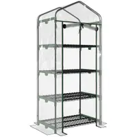 Outsunny Sera pentru Balcon Compacta cu 4 Rafturi pentru Plante, Sera pentru Gradina cu Acoperis din PVC Transparent, 70x50x160cm | Aosom Romania