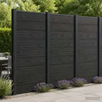 vidaXL Panou de Gardă 95 x 186 cm WPC și Aluminiu Negru
