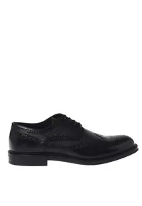 Pantofi din piele cu sireturi - Negru