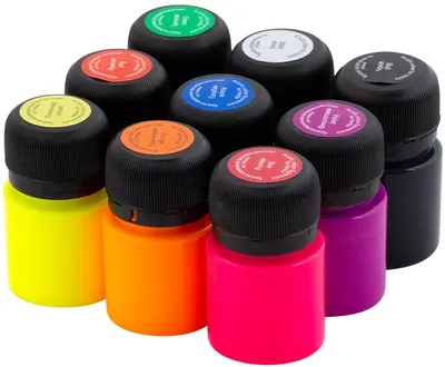 Decola - Vopsea textilă neon, 9 culori x 20 ml
