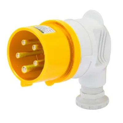 Stecher fisa industriala 90° - IP44 - 3P+E 32A 100-130V 50/60HZ - YELLOW - 4H - Strangere cu surub