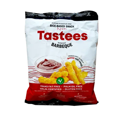 Snack din orez cu aroma de barbeque, 65g, Tastees