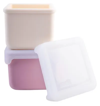 Containere din silicon pentru gustări Melii Luxe - 2 bucăți, Blush/Berry