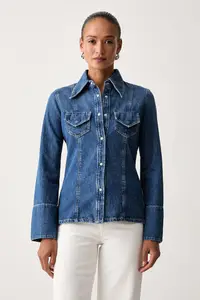 BOSS Orange cămașă de damă din denim C_SLIM SHIRT