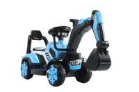 Mini excavator copii, model Kinderauto BJXZ216 cu incarcator manual, standard, culoare albastru