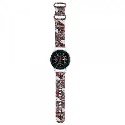 Curea Hello Kitty Silicone Tags Graffiti pentru Samsung Galaxy Watch / Huawei Watch 46mm / 45mm / 41mm Series, Roz