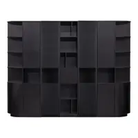 Bibliotecă modulară neagră din lemn masiv de pin 276x210 cm Finca – WOOOD