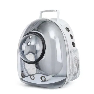 Rucsac pentru transport pisici, cu hublou, gri, 41 x 32 x 25 cm
