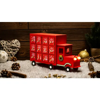 Calendar Advent cu LED de Craciun,masina,cu baterii (X24009) Timer 6+18h, 3LED, 3000K, 2xAAA