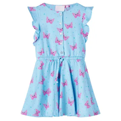 Rochie de copii cu nasturi fără mâneci, albastru 104
