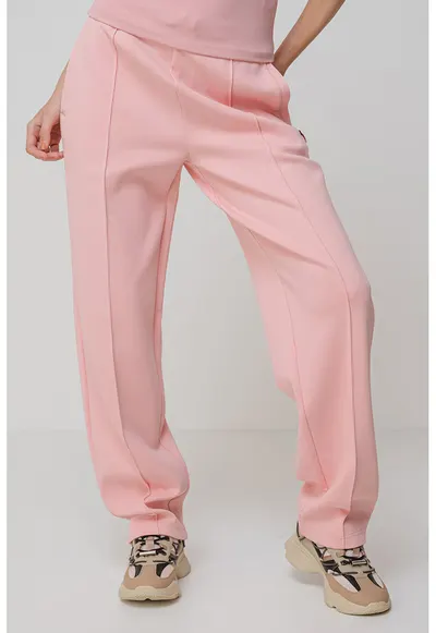 Pantaloni drepti cu talie inalta - pentru fitness - Roz pastel