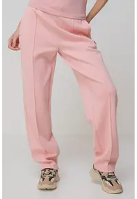 Pantaloni drepti cu talie inalta - pentru fitness - Roz pastel