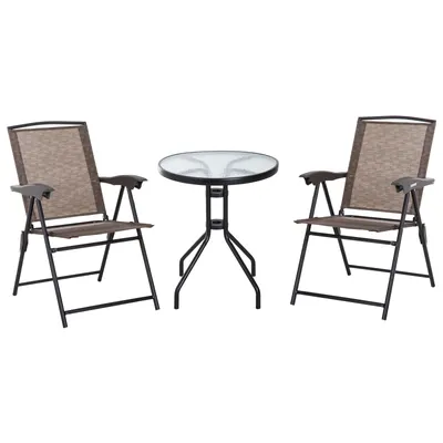 Outsunny Set de mobilier pentru gradina cu masa din sticla securizata, mobilier exterior, maro | Aosom Romania