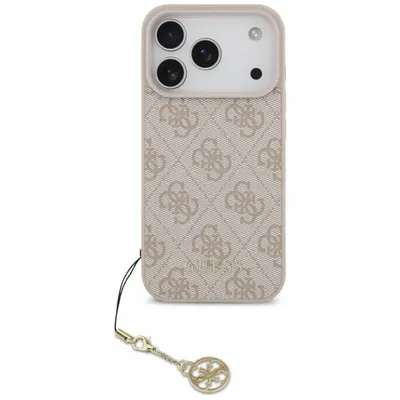 Husa MagSafe pentru Apple iPhone 17 Pro, Guess, 4G Charm Cradle, Roz
