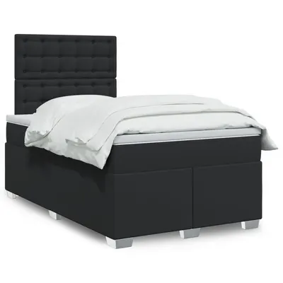 Gossi pat box spring cu saltea, negru, 120x190 cm, piele ecologica
