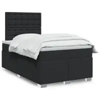 Gossi pat box spring cu saltea, negru, 120x190 cm, piele ecologica