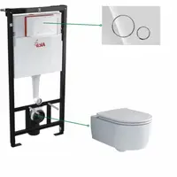 Set vas wc rimless cu capac soft close Villeroy Boch Soul, rezervor incastrat Alcadrain si clapeta crom lucios Cersanit