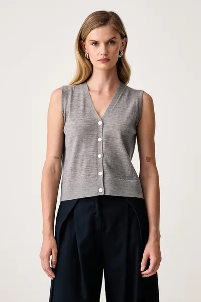 MM by Max Mara vestă pentru femei din lână MMLALBATA