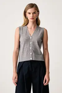 MM by Max Mara vestă pentru femei din lână MMLALBATA