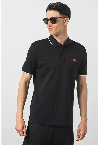 Tricou polo slim fit Deresino - Negru