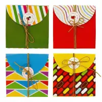 Cutii cadou cu fir auriu și etichetă - Mix 4 modele (set 12 buc)