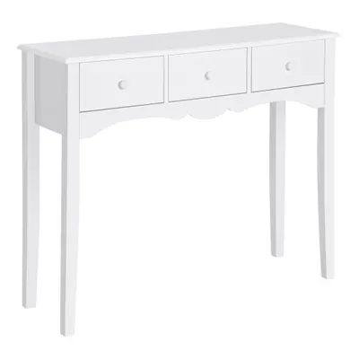 HOMCOM Masă Consolă Modernă cu 3 Sertare, Consolă de Intrare din MDF, pentru Hol, Sufragerie, 100x32x85 cm, Alb | Aosom Romania