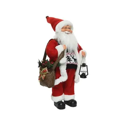 Figurina mica - Santa with Knitted Sweater - Bag and Lamp