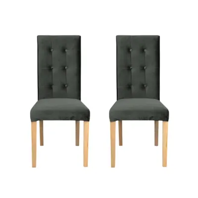 Set 2 scaune living TEO LUX, picioare lemn natur, stofa gri inchis, 46x60x98 cm