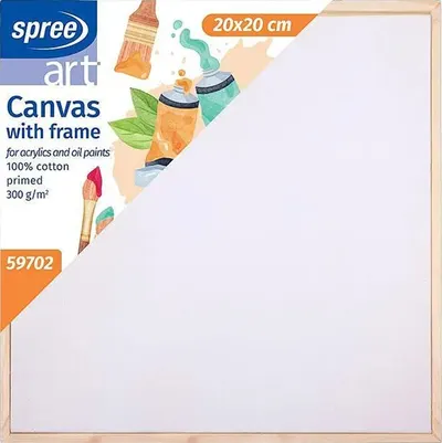Pânză pentru pictură cu ramă de lemn Spree Art - 20 x 20 cm, bumbac