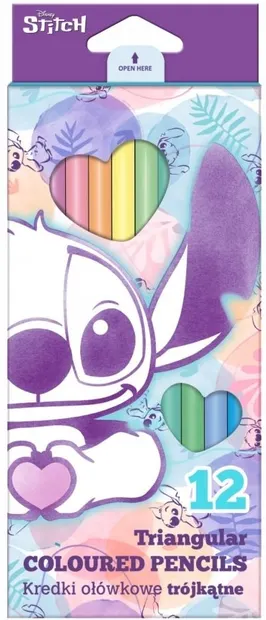 Creioane colorate Cool Pack Jumbo - Stitch Pastel, 12 culori