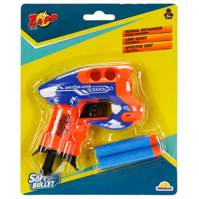 Mini pistol cu 2 sageti din burete, Zapp Toys, Dart Blaster