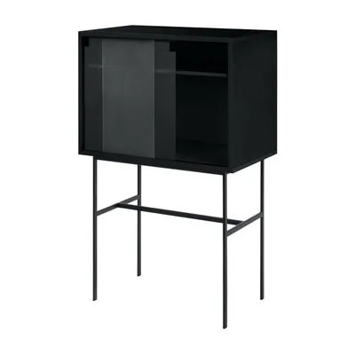 Vitrină neagră cu ușă glisantă 70x109x40 cm Lekko – noo.ma
