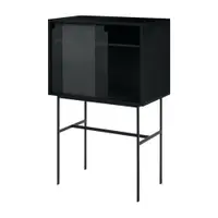 Vitrină neagră cu ușă glisantă 70x109x40 cm Lekko – noo.ma
