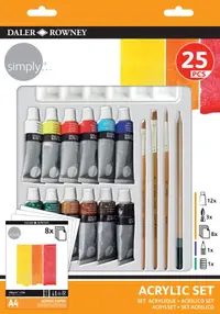 Set de pictură cu vopsele acrilice Daler-Rowney Simply - 25 piese