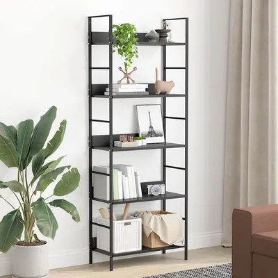 vidaXL Etajeră cărți 5 rafturi, negru, 60x27,6x158,5 cm lemn prelucrat