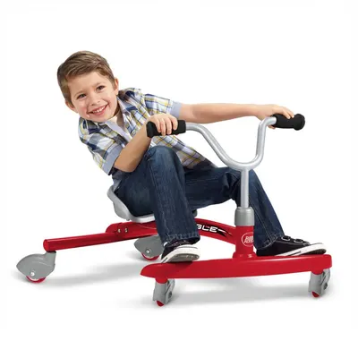 Ride-On fara pedale pentru copii Radio Flyer Ziggle recomandat copiilor intre 3 si 8 ani cu posibilitate de rotire la 360, grip tape, sezut cu pozitie ajustabila, 4 roti multidirectionale