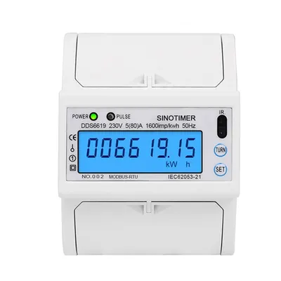 Contor monofazat de energie electrica 230V AC 50Hz 5(100)A ecran digital LED iluminat DDS6619-015