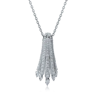 Lant cu pandantiv din aur alb cu diamante de 1.31ct