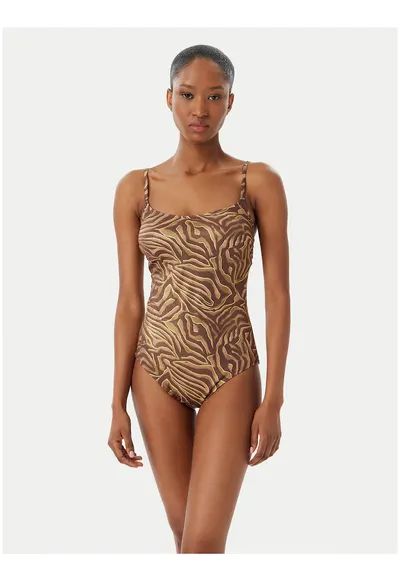 Costum de baie dama - animal print - material elastic - Maro