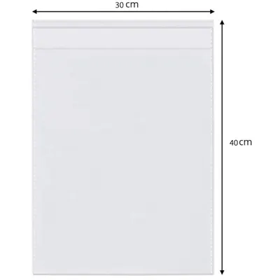Set 30 x Punga Bopp cu Clapeta Adeziva, 30x 40+6cm, Transparenta