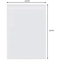 Set 30 x Punga Bopp cu Clapeta Adeziva, 30x 40+6cm, Transparenta
