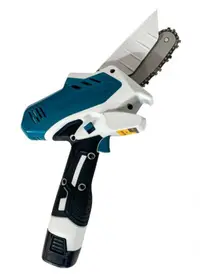 Mini Fierastrau cu lant si lama 4'' Craft tec 2 acumulatori 48w ALBASTRU MX678