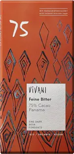 Ciocolată naturală organică cu nectar de cocos, 75% cacao, 80 g, Vivani