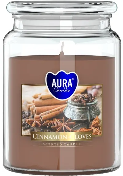 Lumânare parfumată într-un borcan Bispol Aura - Cinnamon and Cloves, 500 g