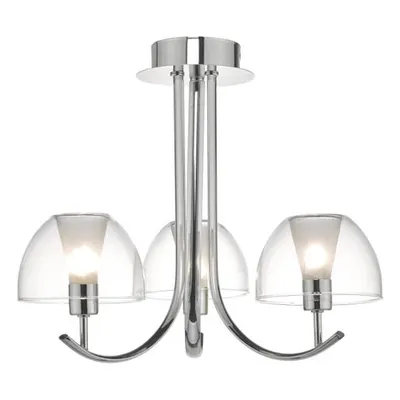 Plafoniera Duana 3 Light Semi Flush Polished Chrome & Glass